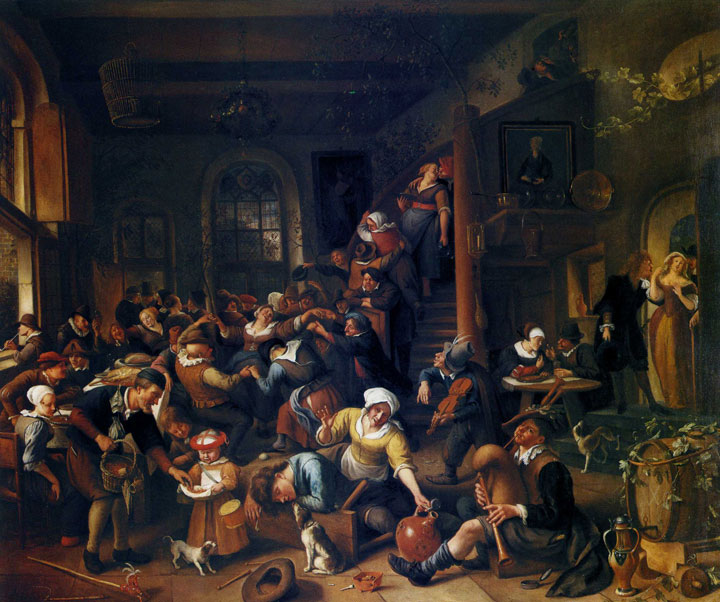 Ян Стен - «Танец яиц» (ок.1674).