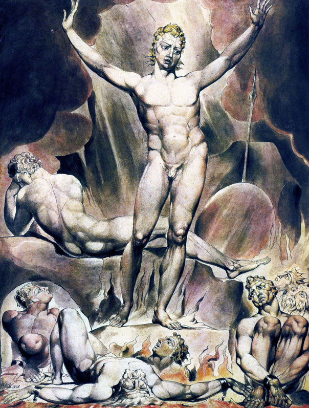 Уильям Блейк - «Сатана призывает мятежных ангелов» (1808).